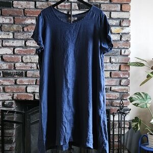 Flax Navy Linen Dress